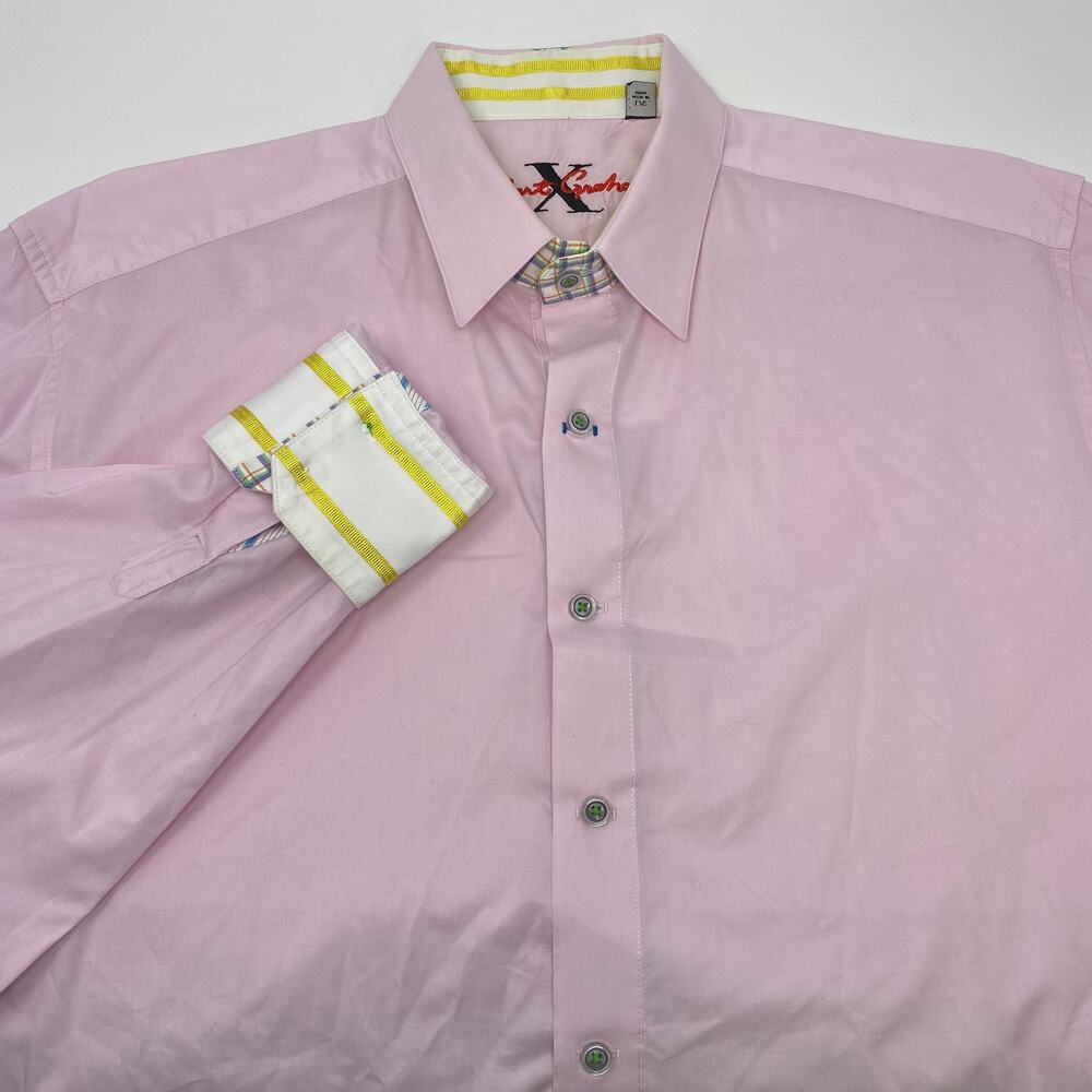 Robert Graham X Mens Large Pink Long Sleeve Flip Cuff Button Up Shirt‎